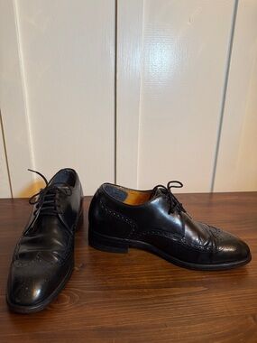 Florsheim Vintage Black Wingtip Oxford Shoes Leather USA 10.5 C